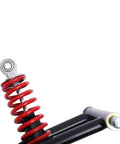 Close-up of Beefed Up Front Suspension Swingarm Kit With Upper And Lower Arms And 220mm Shock for DIY ATV Quad Go Kart Buggy.