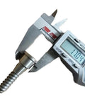 Universal Woodworm Screw Kit For Wood Lathe Chucks With Dead On Secure Grip Adapter shown with caliper measuring its size.