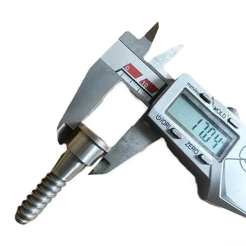 Universal Woodworm Screw Kit For Wood Lathe Chucks With Dead On Secure Grip Adapter shown with caliper measuring its size.