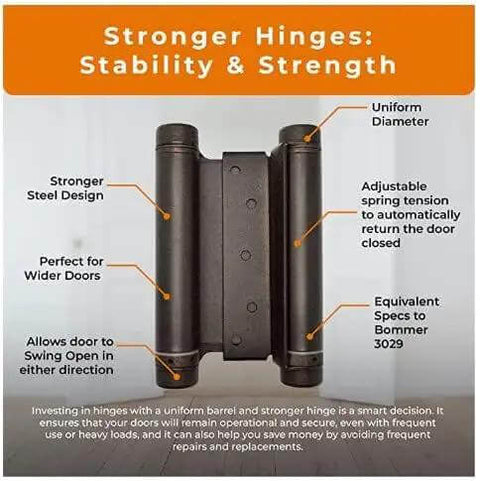 Heavy Duty Double Action Cafe Door Hinges 6 Inch For Saloon And Bar Swinging Doorways Adjustable Tension Built For High Traffic