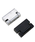 Zinc alloy damping hinge with torque-adjustable pivot for cabinet doors; silver and black pair