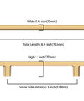 Diagram of Champagne Bronze Cabinet Pulls 5 Inch Center to Center 128mm 6.4 Inch Overall Length Zinc Alloy Drawer Handles dimensions