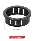 100-Piece Black One To Three Sixteenth Inch Cable Snap Bushing Grommet Set, 30mm PA66 wire protector