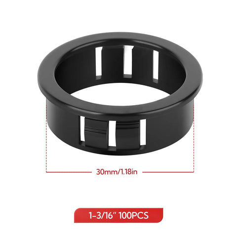 100-Piece Black One To Three Sixteenth Inch Cable Snap Bushing Grommet Set, 30mm PA66 wire protector