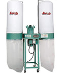 Pro Grade Beast Mode 4 HP Dust Collector Kicking Out 3552 CFM Straight Through The 10 Inch Port with dual dust bags.