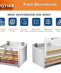 Legit Top Shelf Electric Food Dehydrator With Smart Timer And Exact Temperature Settings Heck Yes For Drying Fresh Fruit Tender Meats Homemade Dog Treats No Drama Weekender Vibe, stainless steel with six trays.