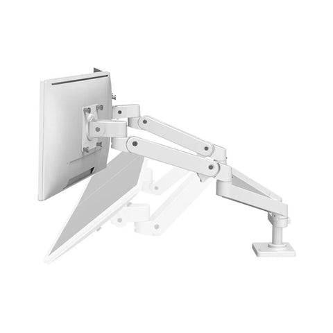 Top Shelf Dual Monitor Stand With Rock Solid Swing Arm Mount For Desktop Computers featuring dual monitor swing arm and ergonomic design.