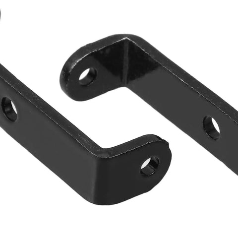 Close-up of Heavy Duty U Shaped Shelf Brackets with center hole, black steel finish, for home and garage shelving, 2 pack.