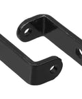 Black metal Beefy U Shaped Shelf Brackets With Center Hole in close-up view, showing heavy duty design for stable support.