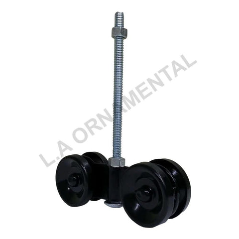 Beefy Barn Door Hanger Trolley Wheel System For Sliding Track With Painted Finish Includes Two Inch Wheel Five And A Half Inch Long Hanger One And Three Eighths Inch Wide And Three Eighths Inch By Seven Inch Screws For Smooth Quiet Sliding Doors