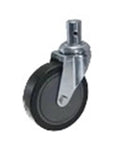 5 Inch Brake Silent Caster Wheel With 28mm Round Pole Buckle, Quiet Rolling Castor for Mobile Equipment, Built In Brake Locks Wheel Position