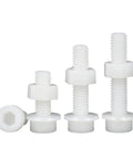 White Nylon Hex Socket Head Cap Screws And Nuts Kit With Washers Built To Last For Indoor Outdoor Use Insulated Cup Allen Bolts Premium SS304 Stainless Steel Hardware Easy To Tighten And Adjust Includes Nuts And Washers, white threaded bolts