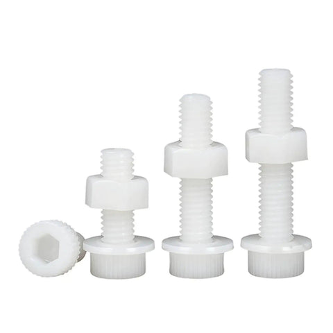 White Nylon Hex Socket Head Cap Screws And Nuts Kit With Washers Built To Last For Indoor Outdoor Use Insulated Cup Allen Bolts Premium SS304 Stainless Steel Hardware Easy To Tighten And Adjust Includes Nuts And Washers, white threaded bolts