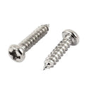 Heavy Duty M3 X 12mm Stainless Steel Self Tapping Screws Featuring Cross Pan Head close-up showing two screws.