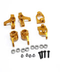 Heavy Duty Metallic Steel Steering Blocks And C Hub Carriers Yellow Rc Car Replacement Parts Plug And Play Badass Upgrade Solid drivetrain parts kit with yellow C hubs and hardware.