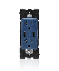 Renu USB Charger And Tamper Resistant Duplex Outlet With 20A 125V AC Capacity RUAA2 RN Rich Navy Finish face view