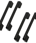 Four Matte Black Cabinet Door Handles With Screws, Drawer Pulls For Kitchen Cabinets, Wardrobe And Dresser Hardware