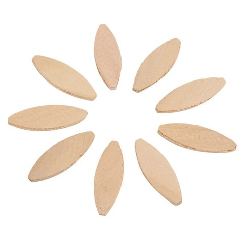 Circle of ten wood joining biscuits from Snag This Pack Of One Hundred Size Zero Wood Joining Biscuits For Smooth Board Docking And Super Strong Wood Joinery