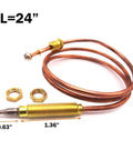Close-up of MENSI 24-inch propane BBQ thermocouple sensor kit with copper coil, brass fittings, and two nuts