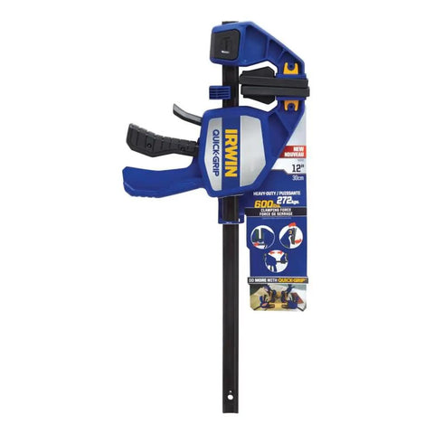 Heavy Duty One Hand Bar Clamp For Woodworking And Shop Fixes With Quick Toggle Spreader Mode and Grippy Pads, 12 inch size.