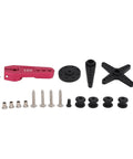 Heavy Duty DS51150 Digital Servo components including pink aluminum horn, black discs, screws for RC car upgrades.
