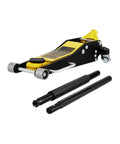 VEVOR 3-ton low-profile floor jack (aluminum/steel) in yellow and black with two removable handles