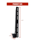 STILEALUS steel amplifier rack, black powder-coated, side view with slotted vertical post and base plate