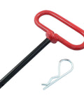 Three Eighths By Four Inch Trailer Tow Hitch Pin And Clip In Red For RVs, Tractors, And Lawn Mowers, Heavy Duty Cotter Pin Set