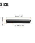Slotted Spring Pin 6mm x 40mm 20 Pack Black 65Mn Steel Roll Pin For Home Machine Fastening Durable Rust Resistant High Tensile Dowel, side view