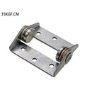 Stainless steel constant-torque door hinge component with dual spring rollers; angled front view, 1 pc