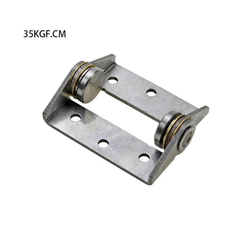 Stainless steel constant-torque door hinge component with dual spring rollers; angled front view, 1 pc