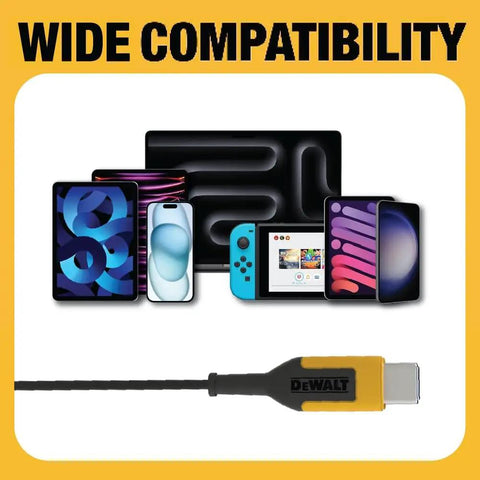 Heavy Duty USB C Earbuds For Jobsite With Microphone And Volume Control Rugged Corded Headphones shown with compatible devices
