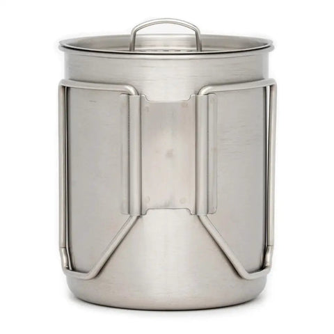 Stainless Steel 32oz Water Bottle And 25oz Cup With Bat Wing Handles Nesting Stove Stand And Grill For Camping And Hiking