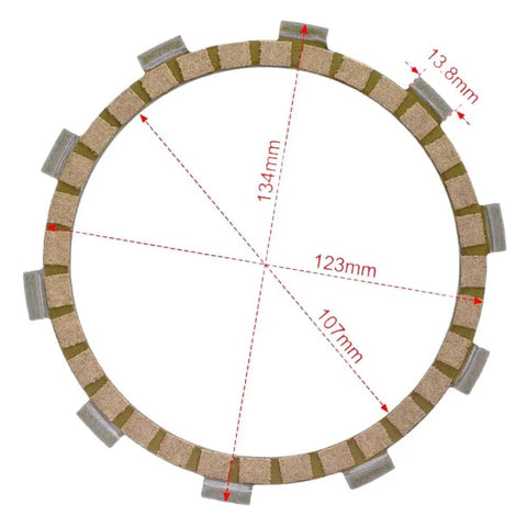 230cc Friction Clutch Disc Plates For XT225 Fits 1986-2000 Direct Replacement For OEM 537-16321-00-00 And 36X-16321-00-00 Ideal For Street, Trail, And Dual Sport Riding, measured clutch plate