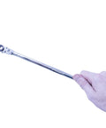 Hand holding 8x10mm Double Box Universal Spline Reversible Ratcheting Wrench With 90 Tooth Design Long Reach Flexible Handle Gearhead Grade