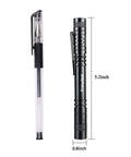 Ultra Slim 1000 Lumen Pen Light Flashlight With Clip Pocket LED Aluminum Body Powered By Two AAA Batteries Not Included Long Lasting EDC Tool next to pen, 5.2 inch height