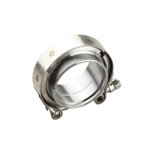 2.25 Inch Self Aligning V Band Clamp Kit With 2.25 Inch Stainless V Band Clamp And CNC Billet Mild Steel Flanges Universal Turbo Exhaust Connection Plug And Play Easy Fit close-up