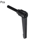 Adjustable Clamping Lever Set M6 Thread Push Button Ratchet Handle With Locked Rotating Screw Knobs Carbon Steel Black Finish, 2 Pcs