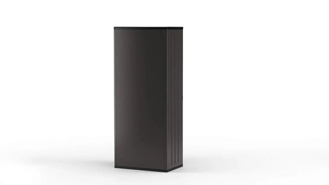 Front view of 19 Cubic Ft Heavy Duty Resin Cabinet With Lockable Handles Multi Wall Construction And Metal Reinforced Shelves For Basement Utility Room And Garage Storage In Black