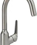 14 Inch Tall Single Handle Bar Faucet In Stainless Steel Optic With Laminar Spray Easy Single Hole Install Solid Brass Construction Modern Kitchen Upgrade For Sleek Flow And Durable High Arc Design Model 71802801.