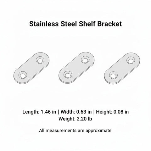 Diagram of Beefy Stainless Steel Right Angle Shelf Bracket L Shape Support 16.5 X 7.4 Inch for Sturdy Shelves with measurements.