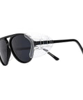 Worksite Ready Detachable Side Shield Safety Glasses With Sharp Polarized UV400 Lenses Featherlight TR Frame Protective Eyewear Built Tough For The Daily Grind In Slick Matte Black with clear side shields