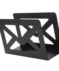 Black iron Storage Letters Sorter with envelope cutout design for home office desk organization, metal mail holder for documents.