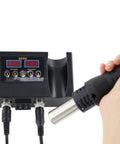 2 In 1 Hot Air Soldering Station For SMD Rework And Desoldering With BGA IC Welding Tool in use, black metal body