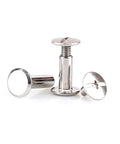 Badass 304 Stainless Steel Binding Screws With Knockout Nickel Polish for Leather Work, M2 through M6 size.