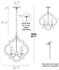 Dimensions of Orb 4 Light Farmhouse Chandelier With Handmade Wood Frame, Bronze And Walnut Finish, Totally Dope For Dining Room, Kitchen Island, Foyer Or Bedroom Lighting Fixture