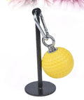 Hand Grip Ball For Dumbbell Bracket Set Anti Slip Surface And Easy Detachment Yellow PC And Steel Fitness Gear hanging on stand