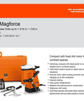 Heavy Duty Magnetic Drill Sized For One Point Six Two Five Inch Boring with 40mm max drilling size, compact design for confined spaces.