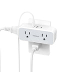 Compact 7 In 1 Wall Outlet Extender Converts One Socket To Four AC Outlets And Three USB Charging Ports mounted on wall.
