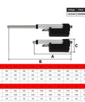 Heavy Duty Linear Actuator 12V 24V 48V 12000N Force IP66 Waterproof Solar Tracker Electric Push Rod, technical dimensions displayed.